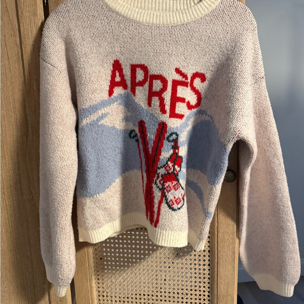 a new day Après Graphic Sweater - Cream, Red, and Blue